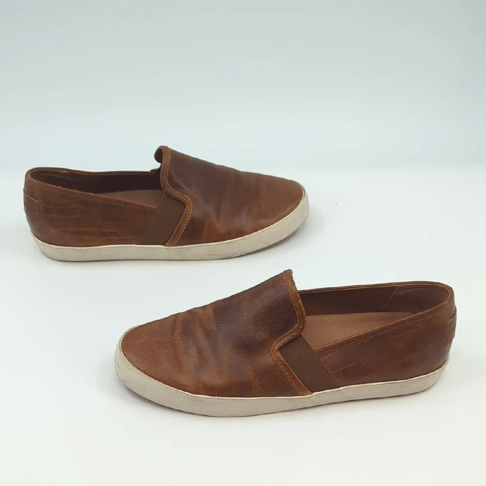 FRYE Dylan Leather Sneakers Cognac Slip-on Sz 9